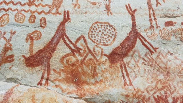  Откриха скални рисунки, показващи животни, изчезнали преди 12 000 години (СНИМКИ) 