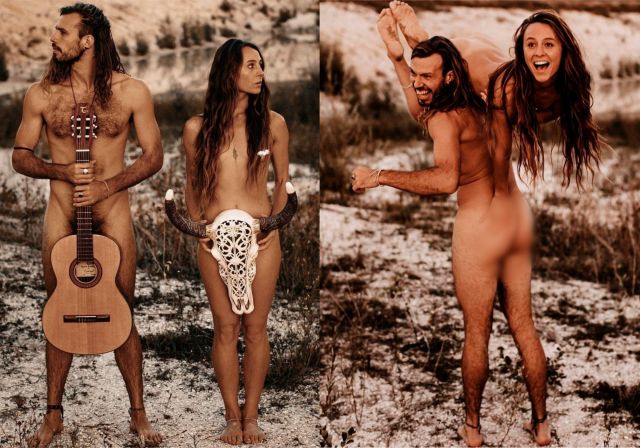  Влюбена двойка обикаля по света чисто гола (СНИМКИ) 