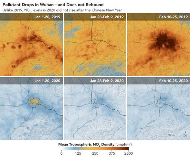 Снимки от Космоса разкриват драстично спадане на замърсяването над Китай заради коронавируса