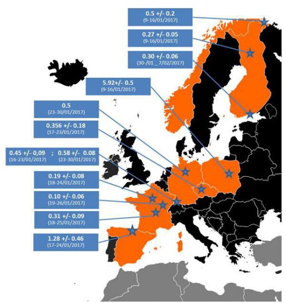Загадъчни радиоактивни частици в цяла Европа