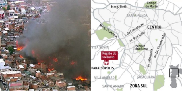 Пожар изпепели квартал в Сао Пауло (Видео)