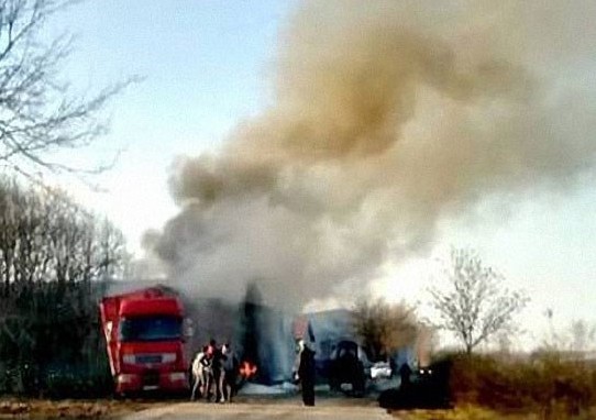 Блокирала гума подпали ТИР в Русенско