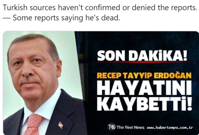 Пуснаха слух за смъртта на Ердоган