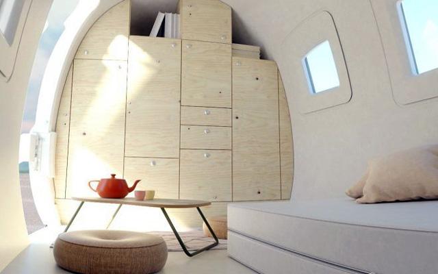 Автономна къща с форма на яйце за живеене извън града