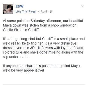 Намериха и върнаха открадната булчинска рокля само за 90 мин.