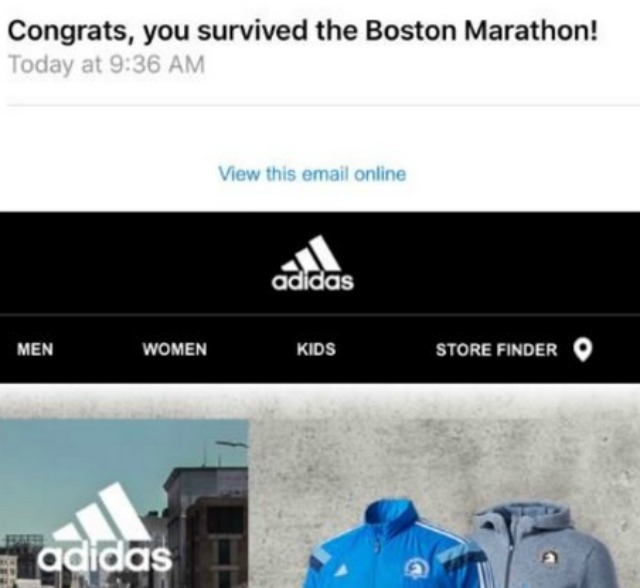 „Адидас“ поздрави маратонци в Бостън: Оцеляхте!