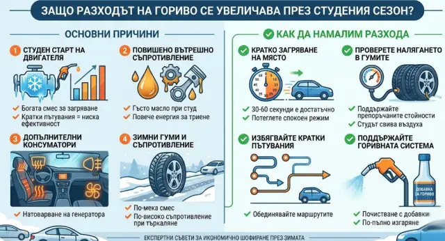Защо колата харчи повече, когато навън е студено? 