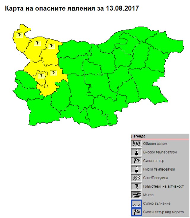 Гръмотевици, дъжд и градушки