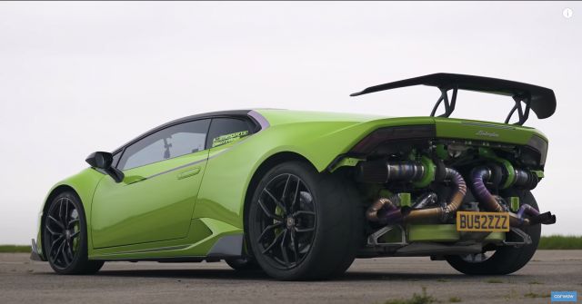  Nissan GT-R с 1300к.с. против Lamborghini Huracan с 1200к.с. и болид от Formula 1 (ВИДЕО) 