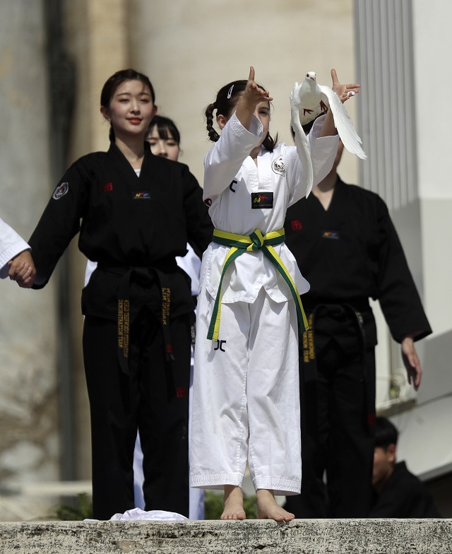 Корейско карате шоу за папата (СНИМКИ)