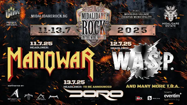 W.A.S.P. са втория хедлайнер на фестивала Midalidare Rock In The Wine Valley 2025