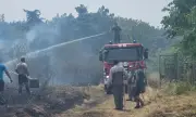 Пожар гори на метри от къщите в село Гара Елин Пелин