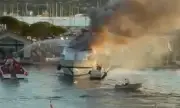 Суперяхта горя на пристанището в Сен Тропе ВИДЕО