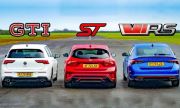 Golf GTI срещу Focus ST срещу Octavia RS (ВИДЕО)